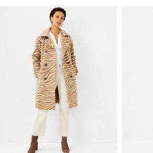 NWT. Ann Taylor zebra belted trench. Medium